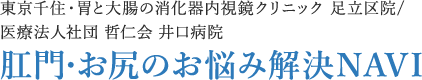 東京千住・胃と大腸の消化器内視鏡クリニック 足立区院/医療法人社団 哲仁会 井口病院 肛門・お尻のお悩み解決NAVI